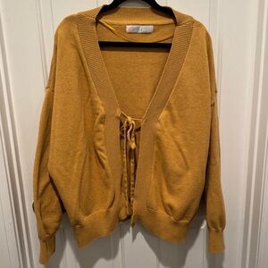 FP Beach by Free People Light Mustard Yellow Tie Cardigan Size XL